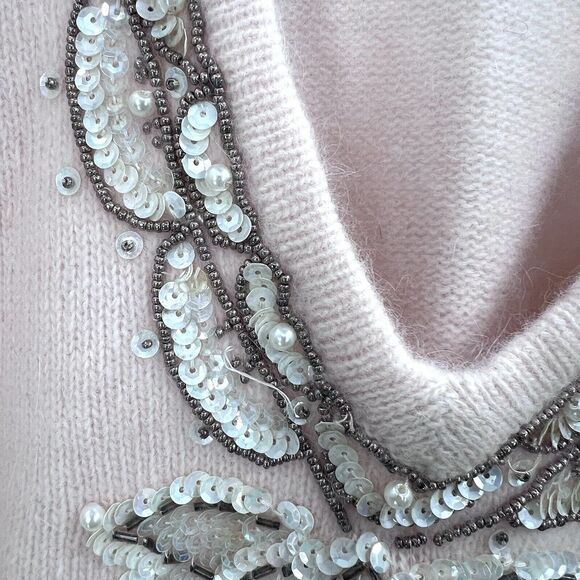 Vintage Ruth Chagnon Pink Lambswool Angora V-Neck Sweater - Picture 6 of 9